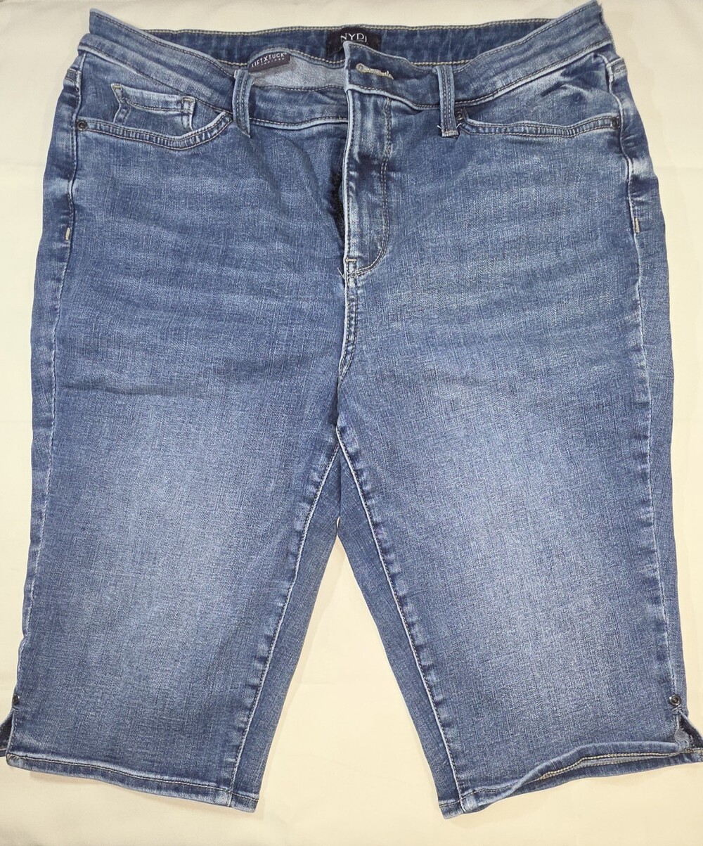 NYDJ Lift Tuck High Rise Shorts Size 14 In Blue Stretch Denim Lift Tuck Sku 391